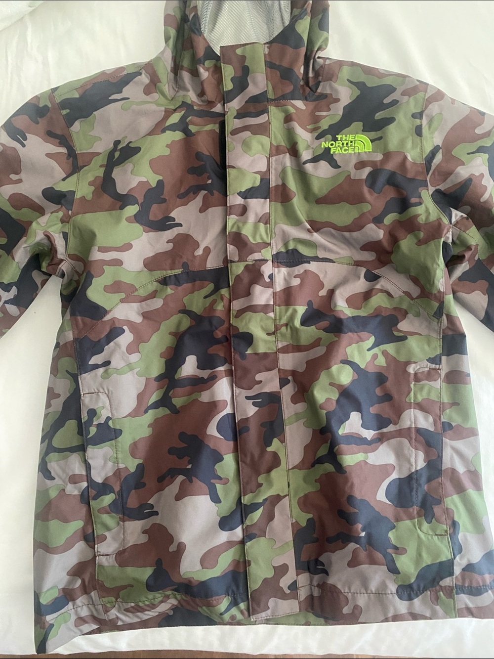 The North Face Kids Camouflage Hooded Rain Jacket - Green, Brown, Black